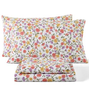 HLC.ME Floral Bed Sheets - Bed Sheet Set - Wrinkle Resistant & Ultra Soft - Fits Mattresses up to 15 Inches Deep - 1 of 4