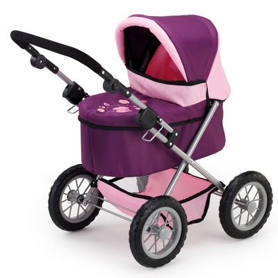 Purple and Pink Adjustable Doll Pram with Shoulder Bag