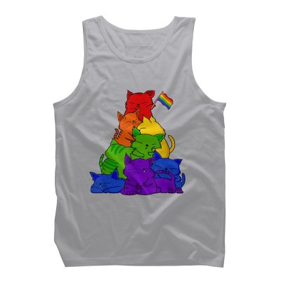 Adult Design By Humans Cat Pile Rainbow Pride Flag By ACEGlobal Tank Top