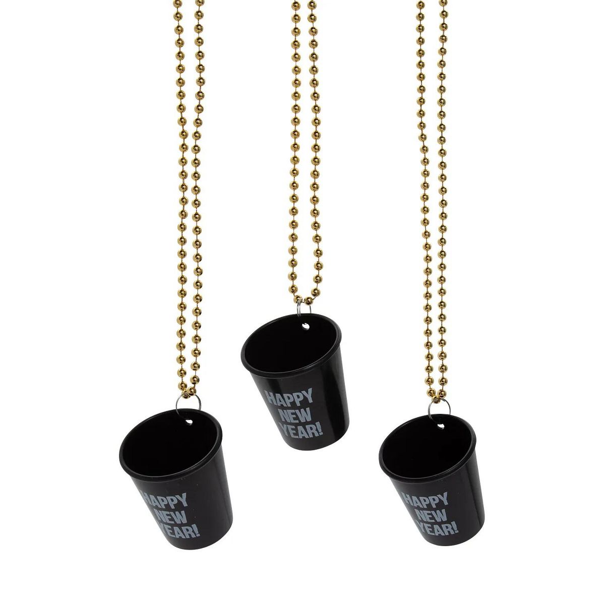 Happy New Year Shot Glass Bead Necklaces - 12 Pc.