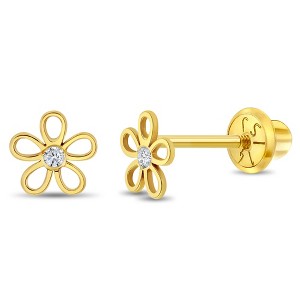 Girls' Open Floral Screw Back 14k Gold Earrings - In Season Jewelry - 1 of 4
