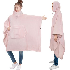 PAVILIA Wearable Blanket Women Men, Oversized Hoodie Sweatshirt Sweater Neck Warmer, Fleece Soft Hug Sleep Pod - 1 of 4