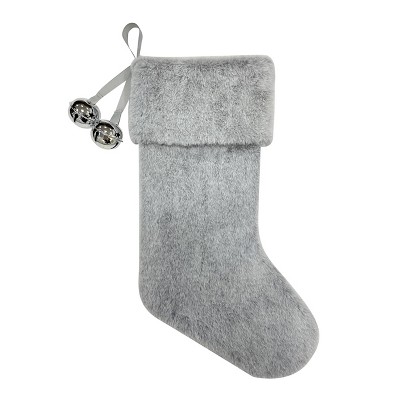 Season's Designs 20In Grey Stocking W/ Seilver Bells