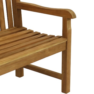 Sunnydaze 59-Inch Light Brown Teak Wood Outdoor Bench