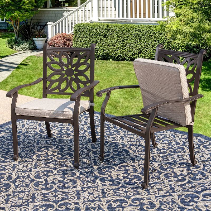 2pk Outdoor Cast Aluminum Extra Wide Dining Chairs with Armrests - Captiva Designs, 3 of 9