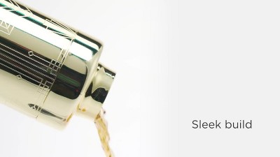 Gold Art Deco Stainless Steel Cocktail Shaker with Strainer