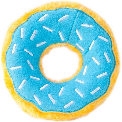 ZippyPaws Donutz - No Stuffing Dog Toys Squeaky Pet Toy for Boredom, Unstuffed Chew Toy, Funny Food Toy - Blueberry Donut