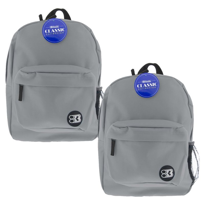 BAZIC Products® 17" Classic Backpack, Gray, Pack of 2, 1 of 6