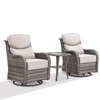 Outdoor Swivel Rocker Patio Chairs of 2 with 6 Inch Thick Cushions and Side Table, Swivel Outdoor Chairs 3PCS High Back Wicker Patio Furniture Set - 3 of 4