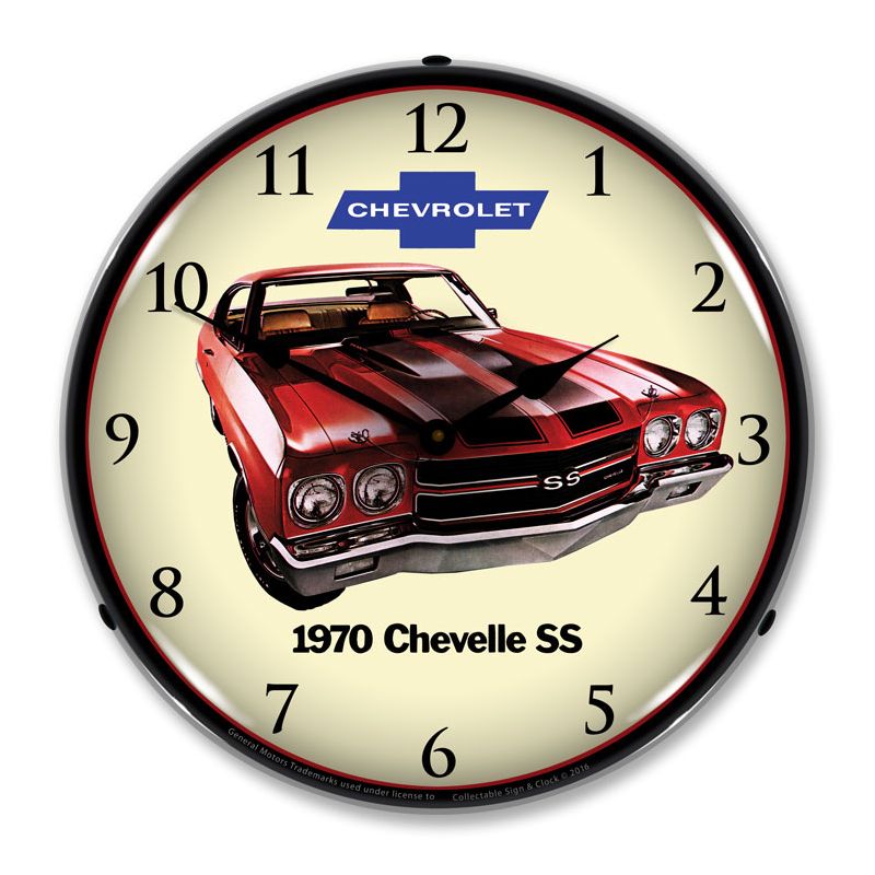 Collectable Sign & Clock | 1970 SS Chevelle LED Wall Clock Retro/Vintage, Lighted, 1 of 6