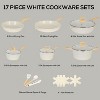 Romswi 17 Piece Kitchen Cookware Set, Non Stick Pots and Pans Set, Induction Cookware with Utensil and Pan Protectors, White - 2 of 4