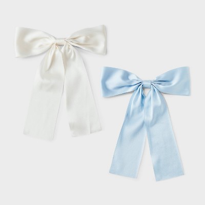 Satin Bow Hair Clip Set 2pc - Wild Fable™ Blue/White