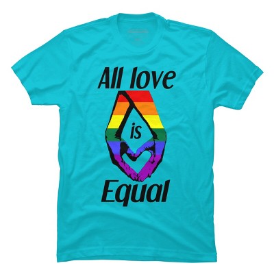 Adult Design By Humans Love is Equal Holding Hands Pride Flag By dnlribeiro88 T-Shirt