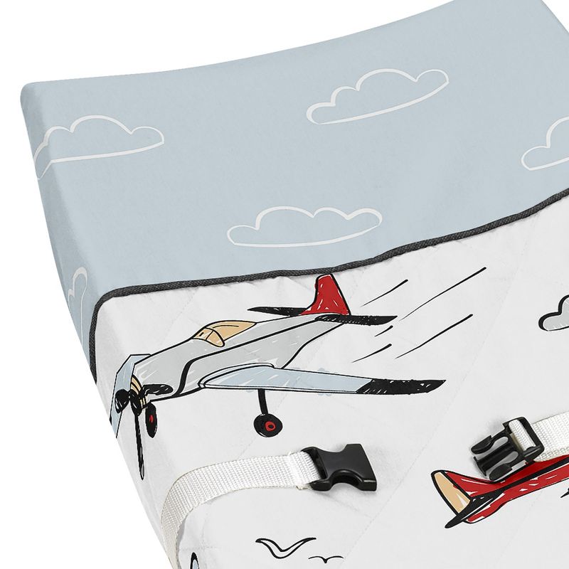 Sweet Jojo Designs Boy Changing Pad Cover Airplane Red Blue and White, 4 of 7