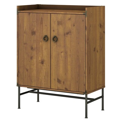 Ironworks Storage Cabinet with Doors Vintage Golden Pine - Kathy Ireland Home