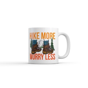 Crazy Dog T-Shirts Hike More Worry Less Mug Funny Sarcastic Nature Graphic Novelty Coffee Cup-11oz - 1 of 4