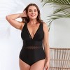 Women's Plus Size Mesh Plunge Scalloped One-piece Swimsuit - Cupshe - 4 of 4