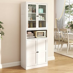 Hrinhom 72"H Kitchen Pantry Cabinet, Freestanding Storage Cabinet with Metal Frame - 1 of 4