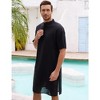 Men's Linen Kaftan Thobe Short Sleeve Robe Gown Casual Longline T Shirts for Beach - 3 of 4