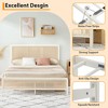 Whizmax Rattan Bed Frame with Led Light Headboard, Bohemian Style Cane Boho Bed Frames with Heavy Duty Steel Slat Support, No Box Spring Needed, White - 3 of 4