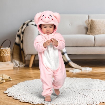 Joyfy Baby Pig Costume for Halloween - Pink Animal One-Piece Jumpsuit, Cute Toddler Piggy Outfit