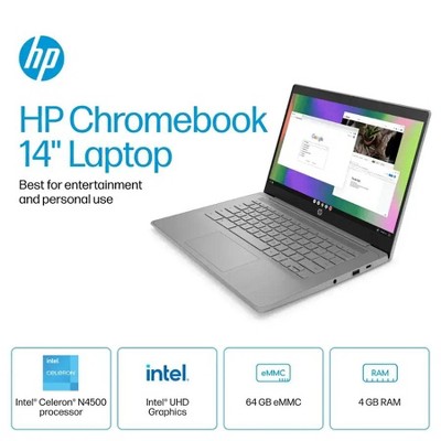 HP Chromebook 14” HD Laptop, Intel Celeron N4500, 4GB RAM, 64GB eMMC, Chrome OS - Thumbnail 3