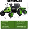 12V Kids Ride-On Tractor with Trailer, Electric Tractor w/ Remote, Music, USB, LED Lights & Safety Belt, Unload Button - 2 of 4