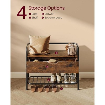 HDZNVF Shoe Storage Bench with Seating and Organizer Drawer