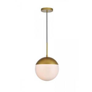 Elegant Lighting Eclipse 1 Light Brass Pendant With Frosted White Glass - 1 of 4