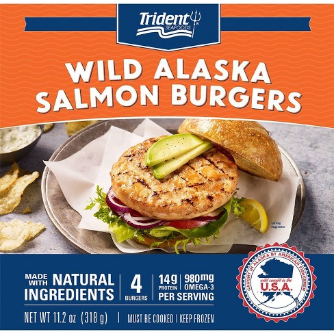 Trident Alaskan Salmon Burgers Frozen 4ct 11 2oz Target