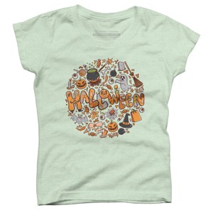 Girl's Design By Humans happy halloween greeting holiday illustration By ghinan T-Shirt - 1 of 2