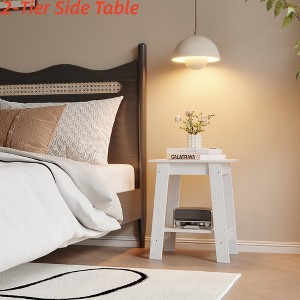 End Table with Storage & Night Stand 2-Tier Side Table - Compact Farmhouse Bedside Table for Small Bedrooms, Living Room Accent Furniture - 1 of 4