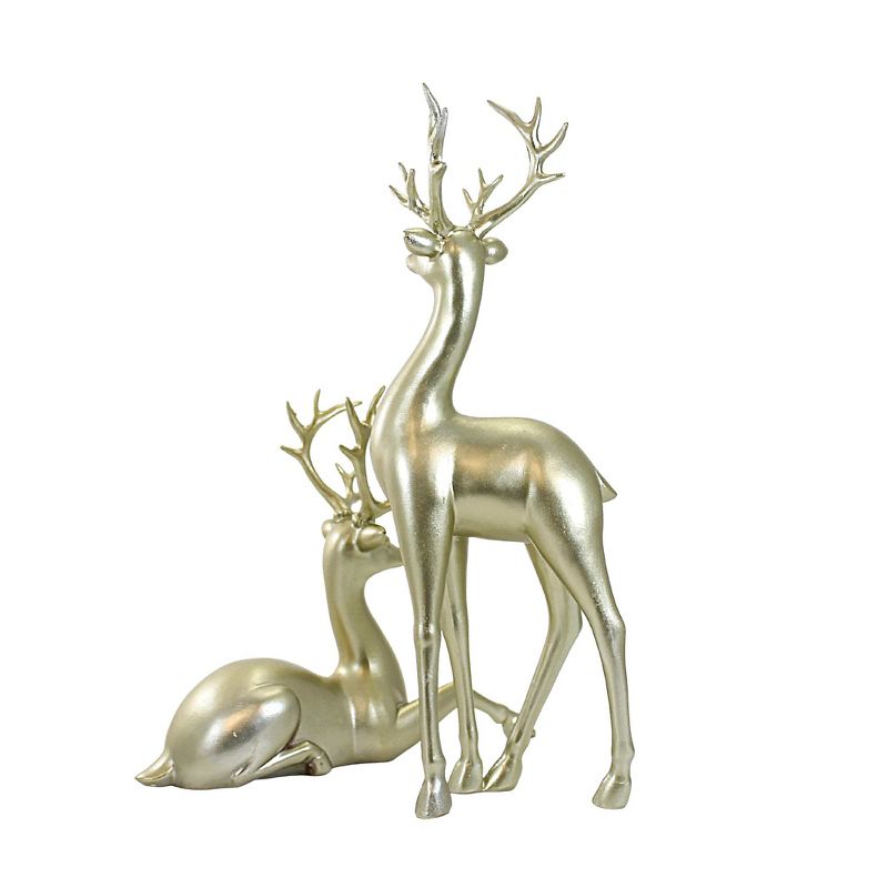 12.0 Inch Gold Sitting/Standing Reindeer Figurine Christmas Retro Deer Figurines, 3 of 4