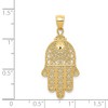 Black Bow Jewelry 14k Yellow Gold Diamond-Cut Filigree Hamsa Pendant, 16 x 36mm - 4 of 4