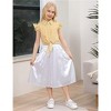 Clearlove Girls Sleeveless Plaid Button Down Shirt Summer Cropped Top with Tie Waist and Ruffled Hem Cute Casual Blouse Yellow 150 - 3 of 4