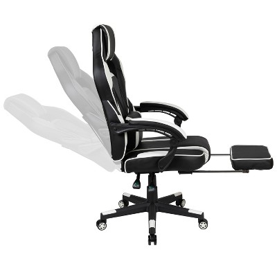 White Ergonomic Reclining Gaming Chair with Massaging Lumbar Support