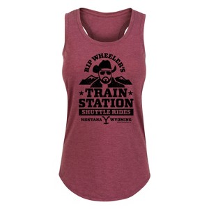 Women's - Yellowstone - RIP Wheelers Train Station Graphic Racerback Tank - 1 of 4