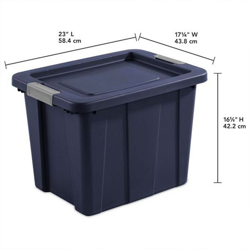 Sterilite Tuff1 18 Gallon Plastic Stackable Basement, Garage, Attic Storage Tote Container Bin with Latching Lid, Dark Blue (18 Pack), 4 of 7