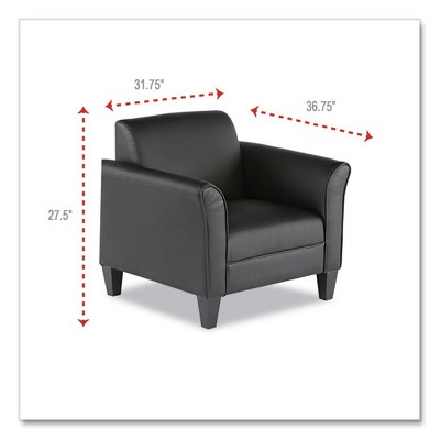 Classic Black Leather Club Chair with Wood Pyramid Legs