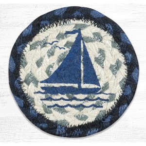 Earth Rugs Sailboat Printed Coaster 5"x5" Nautical Coastal Decor - 1 of 3