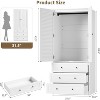 Armoire Wardrobe Closet Wooden Wardrobe Cabinet with 3 Drawers Hanging Rod 2 Doors Clothing Storage Cabinet Large Capacity Storage - 2 of 4