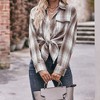 Coolmee Womens Flannel Plaid Shirts Oversized Long Sleeve Button Down Shacket Blouse Tops - 3 of 4