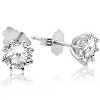 Pompeii3 1 1/4 ct Solitaire Diamond Stud 8 Prong Earrings 14K White Gold Enhanced - 2 of 3