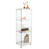 INFURNIC Decorative Bookshelf Modern Glass Display Cabinet with 3 Shelves and Tempered Glass Doors, White, 16.73"*14.37"*47.91" - 4 of 4