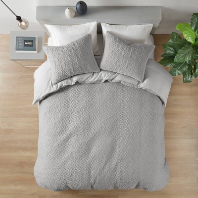 N Natori 3pc Full/queen Origami Oversized Knit Quilted Top Comforter Mini  Set Gray : Target