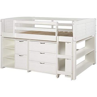 Donco Kids Louver Panel Modular Low Loft Bed in White Finish - Combo Set A