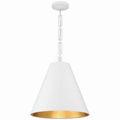 Alston Matte White and Antique Gold Drum Chandelier with Iron Shade