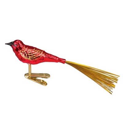 Old World Christmas Glass Blown Ornament for Christmas Tree, Red Lovebird