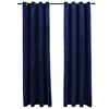 Aghana Digitals 2-Piece Dark Blue Velvet Blackout Curtains with Metal Rings, 55.1x68.9" - Light - 2 of 4