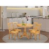 HomeStock 5-Piece Round Natural Oak Finish Solid Wood Top Dining table with 4 Chairs - 2 of 4